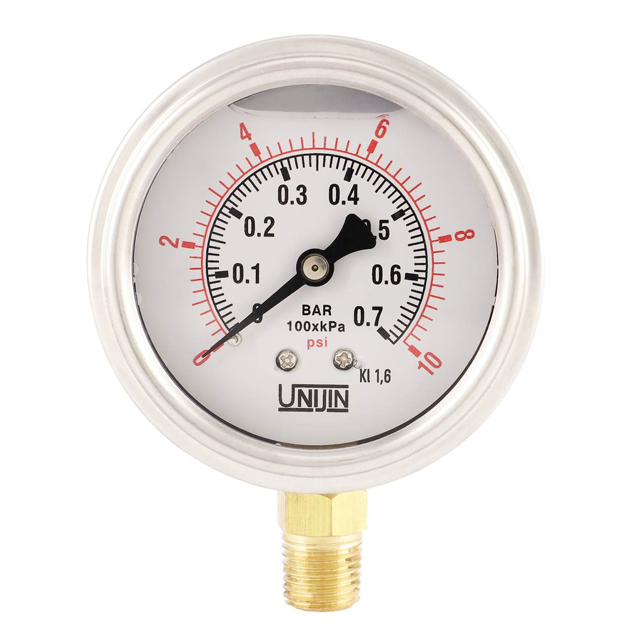 UNIJIN Pressure Gauge P251 Series Oil Filled Bottom Mount